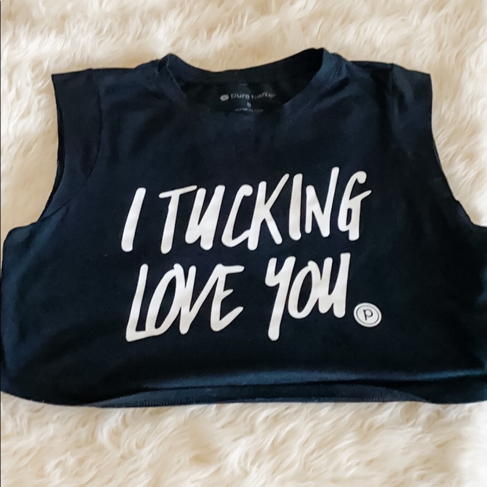 I Tucking Love You Pure Barre Cropped Shir…